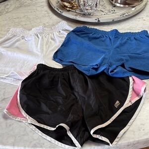 Soffe shorts small blue white cheerleading running short elastic black pink